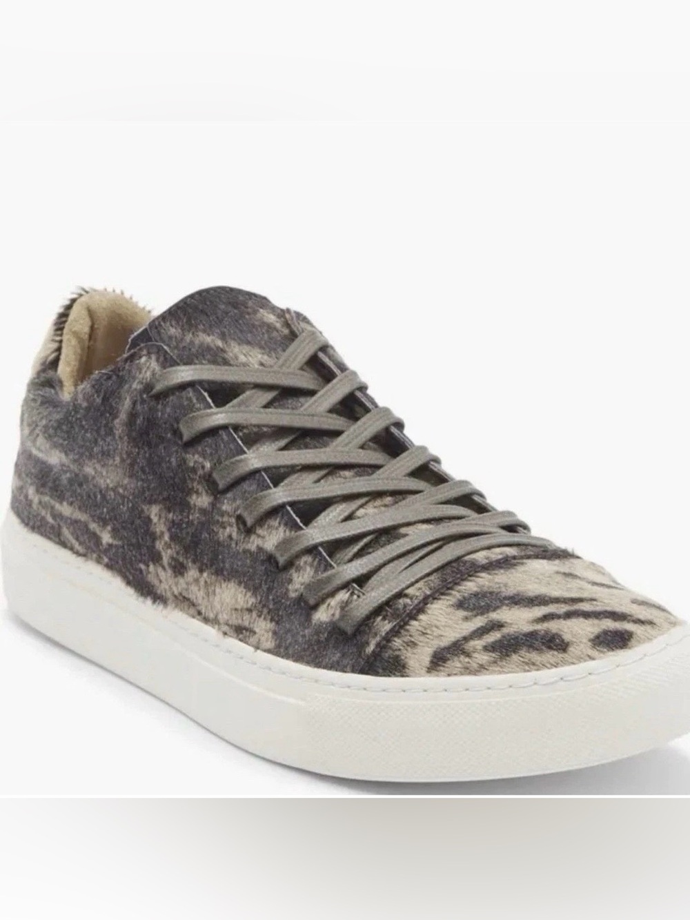 John Varvatos Reed 315 Men's Gray Tiger-Print Low-Top Sneakers BNWT , real calf